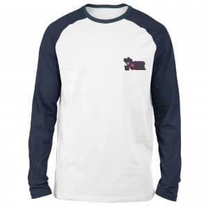 DC Joker Embroidered Unisex Long Sleeved Raglan T-Shirt - White/Navy - L