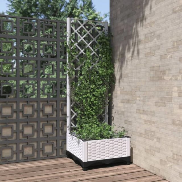 VIDAXL Garden Planter with Trellis White 40x40x121.5cm pp Vidaxl 8720845671723