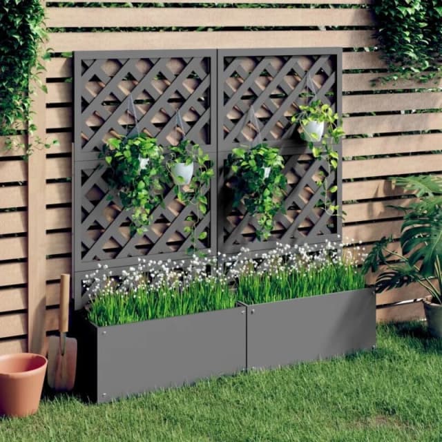 VIDAXL Trellis Planters 2 pcs Grey 65x33x135cm wpc Vidaxl 3154899