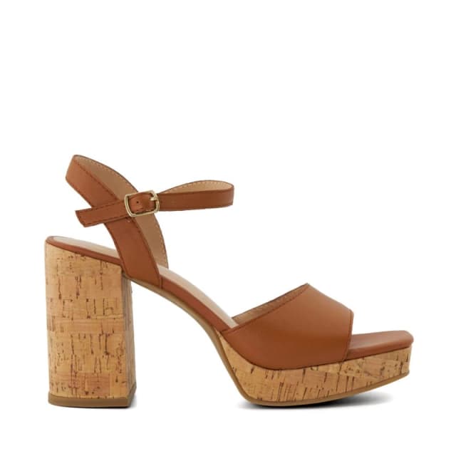 Dune London Jacuzzi Platform Block Heel Sandals Tan female UK 7