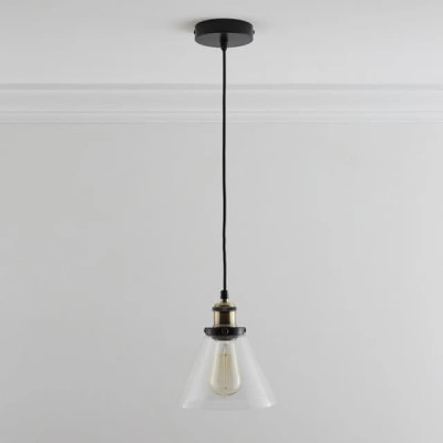 K Living Lucy One Light Hanging Clear Glass Ceiling Pendant With Filament Bulb