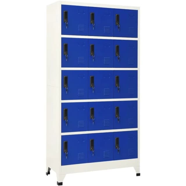 VIDAXL Locker Cabinet Grey and Blue 90x40x180cm Steel Vidaxl 8720286701324