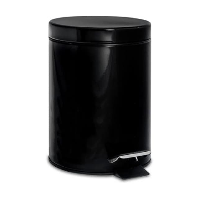 Harbour Housewares Bathroom Pedal Bin - 3L - Black - Round Stainless Steel Slim Rubbish Dustbin Lid And Inner Liner Bucket