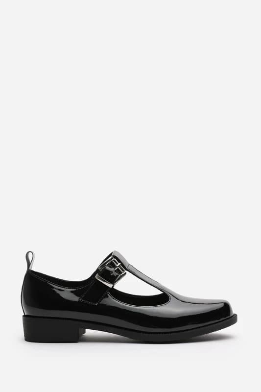 Where's That From Womens 'Piper' Mary Jane Loafers With Buckle Strap in Black Size: 5 Black Female 5