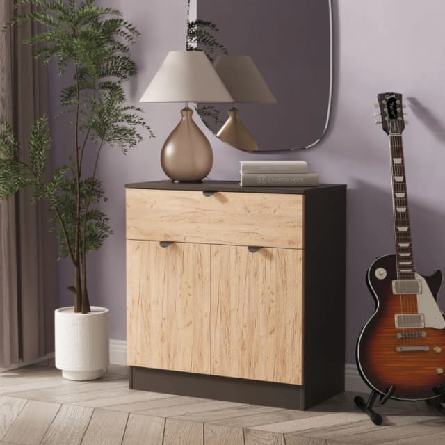 Ready Assembled 2 U Norway 1 Drawer 2 Door Sideboard (Ready Assembled) in Dark Grey Dark Grey Unisex