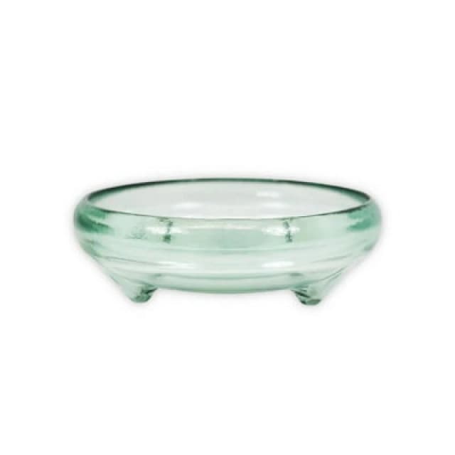 Verano Spanish Ceramics Recycled Glass Kitchen Dining Room Home Decor Footed Glass Bowl - 24.5cm (W) Clear unisex