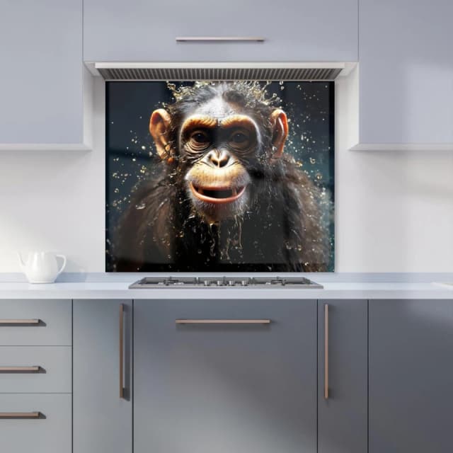 Warren Reed - Designer Realistic Monkey Face Splashart Kitchen Splashback in Black Size: 600mm x 750mm Black Unisex 600mm x 750mm