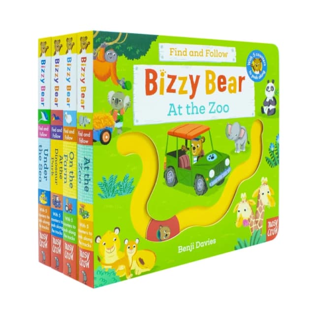 Bizzy Bear Find And Follow Series 4 Book Set At The Zoo On The Farm At The Dinosaur Park Under The Sea Benji Davies & Nosy Crow Books