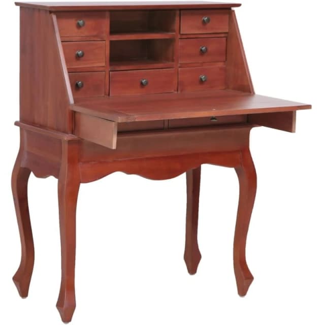 vidaXL Solid Mahogany Wood Secretary Desk Brown Writing Secretair Classic Desk