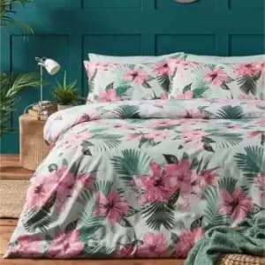 Furn. Hibiscus King Duvet Cover Set Cotton Polyester Multi