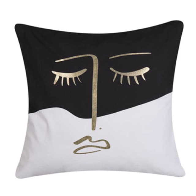 Beliani Throw Cushion Abelia Cotton 45 X 45cm Black/ White Abstract Pattern
