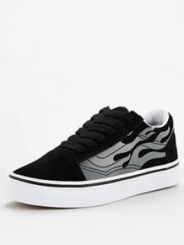 Vans Childrens Old Skool Suede Flame - Black