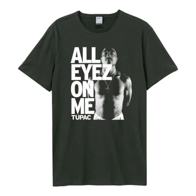 Amplified Amplified Men All Eyes On Me Tupac Shakur T-Shirt in Charcoal Size: Small Charcoal S Male 5063470091577