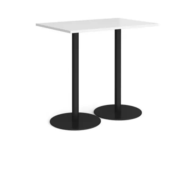 Monza Monza rectangular poseur table with flat round Black bases 1200mm x 800mm - white White MPR1200-K-WH