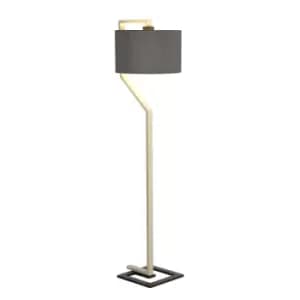 Elstead Axios Floor Lamp Grey Shade And Dark Grey Painted Metal Base
