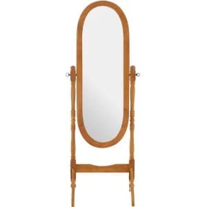 Premier Housewares Oval Cheval Mirror with Oak Finish Frame