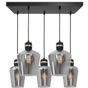 Milagro Pendant Lamp Richmond Black / Gold 5 x E27 Rectangle