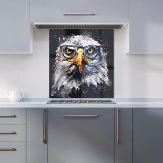 Warren Reed - Designer Eagle In Glasses Splashart Kitchen Splashback W700Mm X H650Mm, Multi WR00902-P452