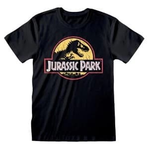 Universal - Jurassic Park Original Logo Distressed Unisex Large T-Shirt - Black