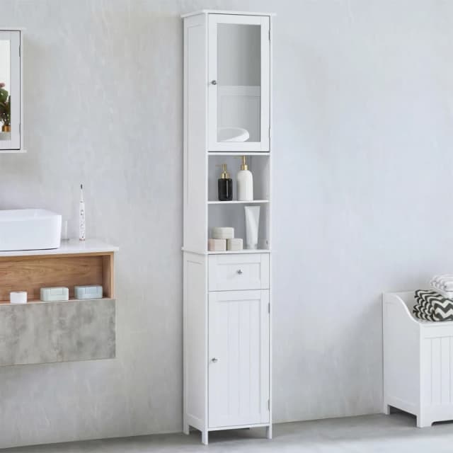 Lassic Bath Vida Priano 2 Door Tall Cabinet With Mirror White unisex 2 Door