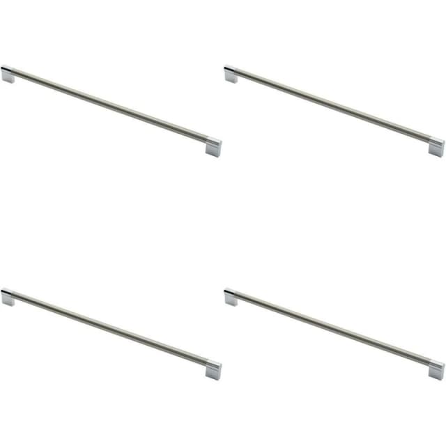 Loops 4x Keyhole Bar Pull Handle 460 x 14mm 448mm Fixing Centres Satin Nickel & Chrome Metallics unisex