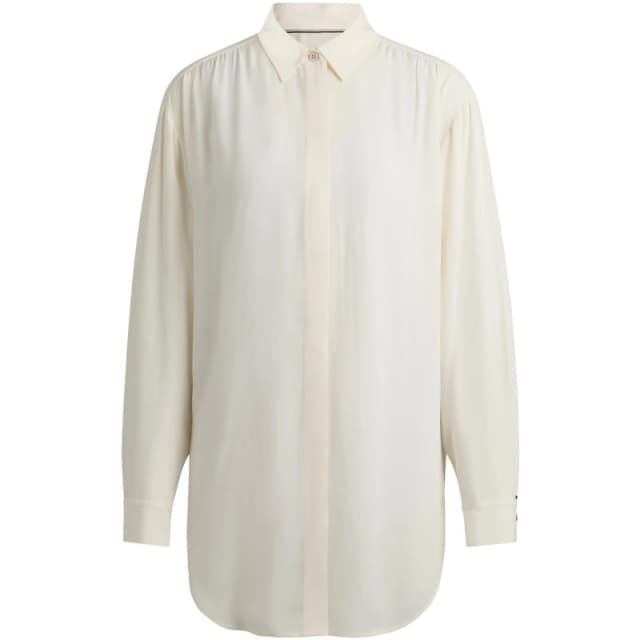 Boss Womens Benika Relaxed Fit Blouse Open White female 4 (XXS)