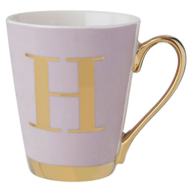 Premier Housewares Mimo Grey Frosted Deco H Letter Monogram Mug Pink unisex