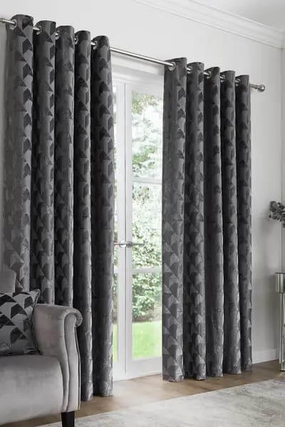 Appletree 'Quentin' Jacquard Pair of Eyelet Curtains Dark Grey