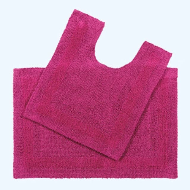 Homescapes Luxury Reversible Cotton Bath Mat Set - Raspberry