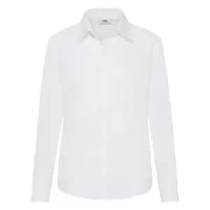 Fruit Of The Loom Ladies Lady-Fit Long Sleeve Poplin Shirt (3XL) (White)
