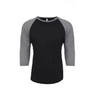 Next Level Adults Unisex Tri-Blend 3/4 Sleeve Raglan T-Shirt (L) (Premium Heather/Vintage Black)