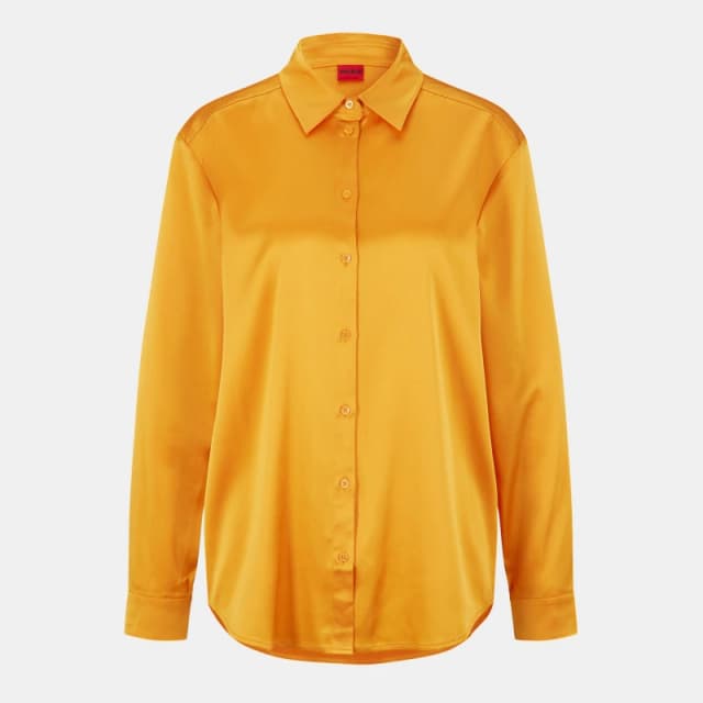 Hugo Womens Long-Sleeve Blouse Medium Orange female 8 (S)