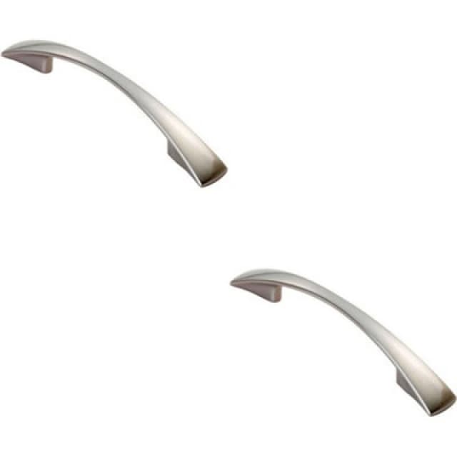 Loops 2x Tapered Pull Handle 138 x 16mm 96mm Fixing Centres Satin Nickel Curved Bow Metallics unisex