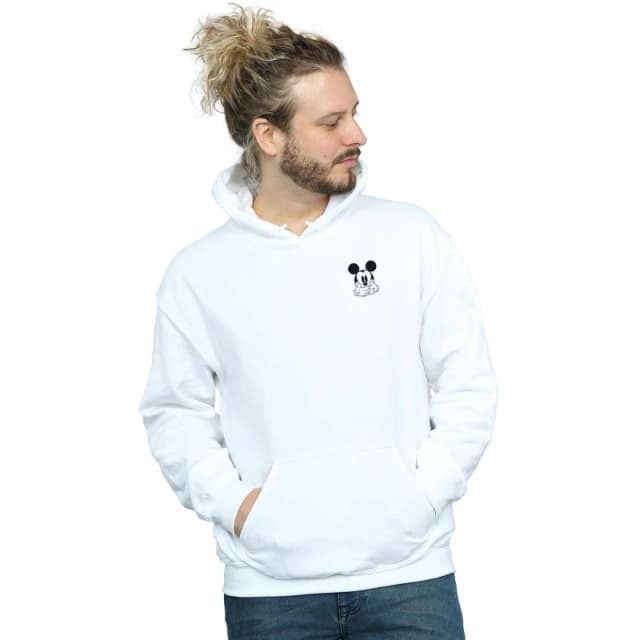 Disney Men Mickey Mouse Dont Speak Breast Print Hoodie in White Size: Small White S Male 5057981549283