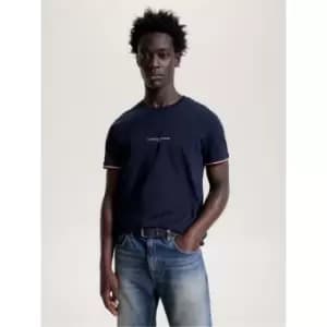 Tommy Hilfiger Tommy Logo Tipped Tee - Blue