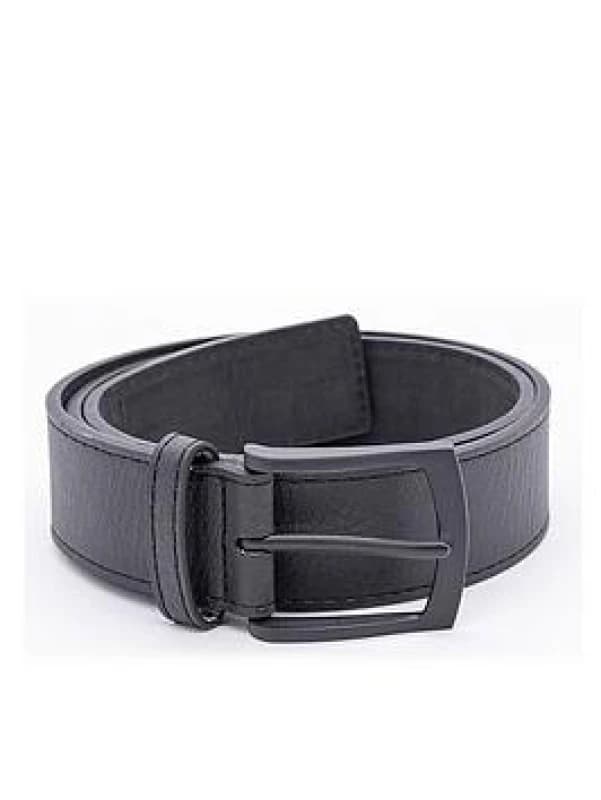 (60, Black) Duke D555 Mens Ozzy Big Tall Kingsize Leather Matt Metal Buckle Belt - Black