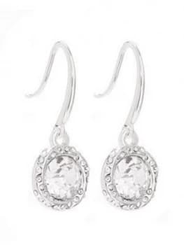 Mood Silver Plated Crystal Halo Fish Hook Drop Earrings