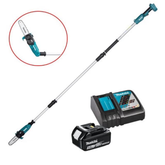 Makita DUA200 18v LXT Cordless Brushless Pole Saw DUA200RT Batteries: 1 x 5ah Li-ion