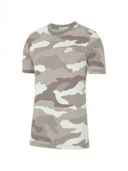 Nike Sportswear All Over Print Camo Short Sleeve T-Shirt - White