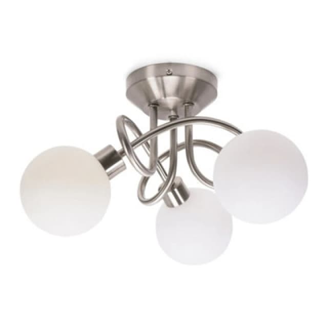 ValueLights Velika 3 Way Opaque Flush Ceiling Light Silver