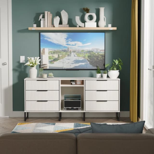 Fluted 6 Drawer Sideboard in Kashmir Matt - Ready Assembled - Lewis's Home TJ Hughes 5056812208702