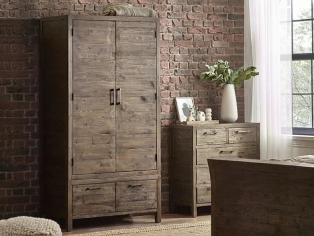 ASC Hatton Reclaimed Pine 2 Door 2 Drawer Wardrobe Part Assembled