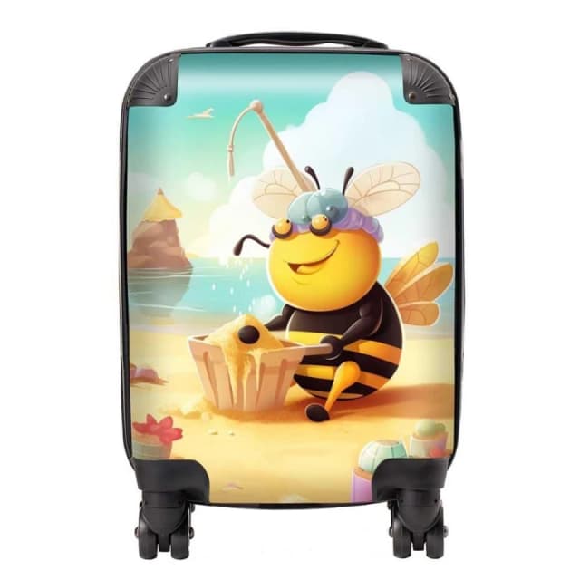 Warren Reed - Designer Bumblebee On A Beach Holiday Suitcase in Yellow Size: Large Yellow Unisex Large