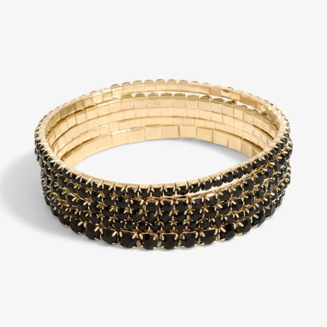 Mood Gold Black Diamante Stretch Bracelets Jewellery Sets One Size Gold 72793910000