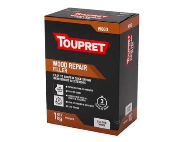 TOUPRET Toupret - TTREPBOW01GB Wood Repair Filler White 1kg TOUTTREPOW01 TTREPBOW01GB