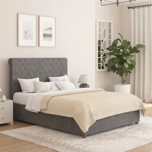 Aspire Aspire Taylor Ottoman Storage Bed Frame in Plush Velvet Fabric in Grey Size: Single Grey Single Unisex 5057632297556