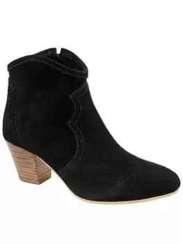 Ravel Teelin Black Suede Western Ankle Boot, Black, Size 8, Women