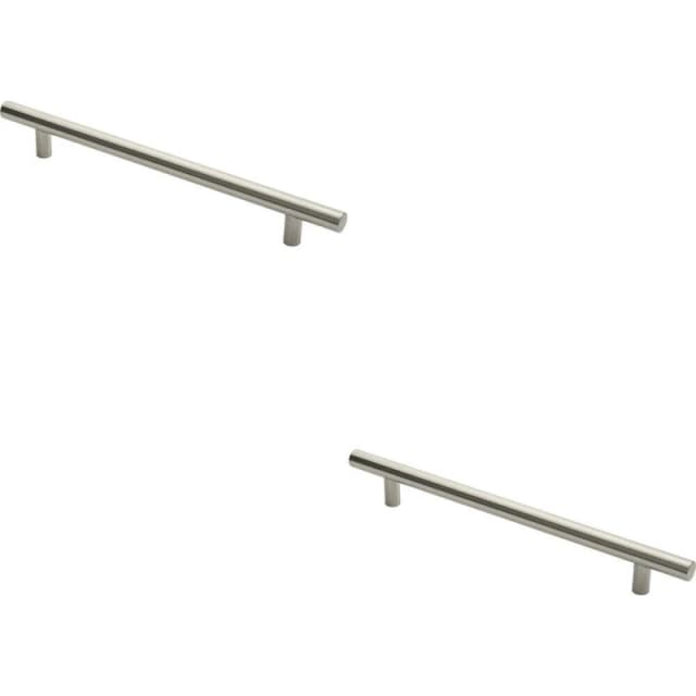 Loops 2x Straight T Bar Pull Handle 600 x 30mm 450mm Fixing Centres Satin Steel Metallics unisex