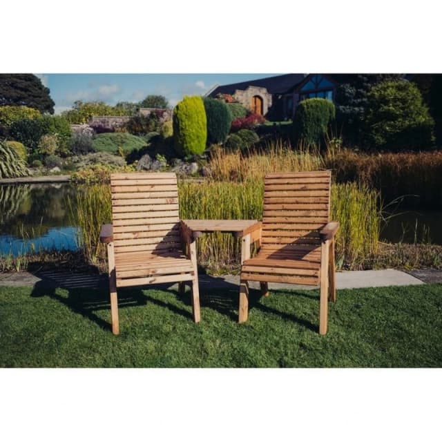 Churnet Valley Garden Furniture Ltd Valley Love Seat Angled - Partially Assembled - Set of Cushions Inc in Brown Brown Unisex