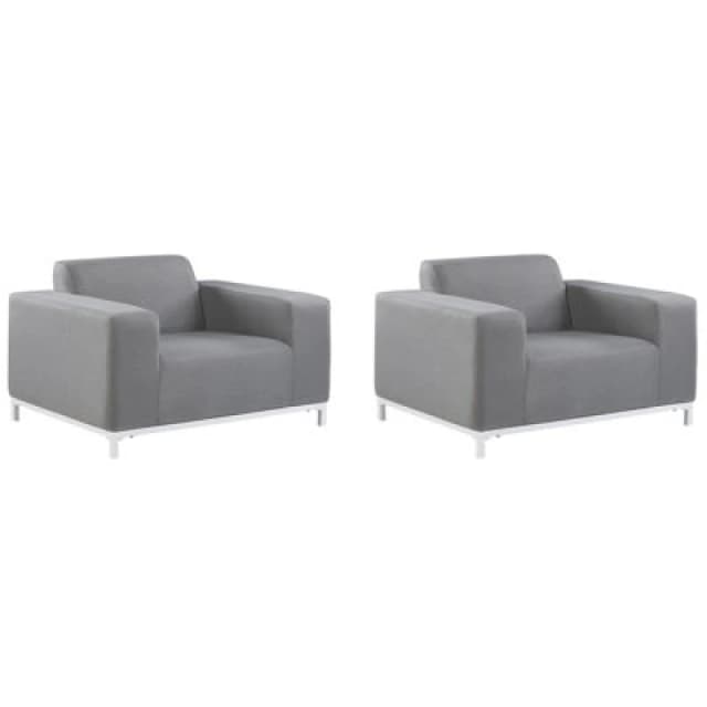 Beliani Set Of 2 Garden Armchairs Grey With White Rovigo